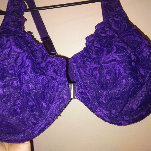 Amoureuse purple lace underwire front clasp bra size 48C - Picture 2 of 5